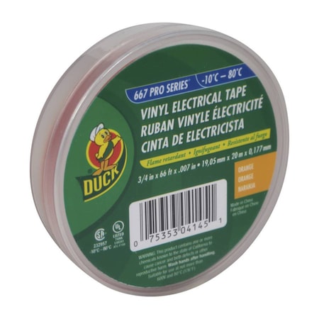 Duck Brand Duck 3/4 in. W X 66 ft. L Orange Vinyl Electrical Tape 299005